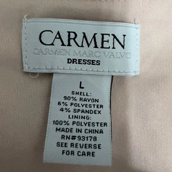 Carmen Marc Valvo Scoop Neck Bodycon Fabric Cut Out Midi Dress Size Large - Picture 7 of 7